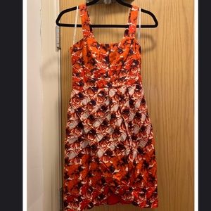 Red and white floral dress